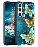 GUAGUA for Samsung Galaxy S25 FE Case Glow in Dark, Cute Butterfly Pattern Noctilucent Luminous Shockproof Protective Phone Case for Galaxy S25 FE 6.7'' Women Men Gifts, Blue