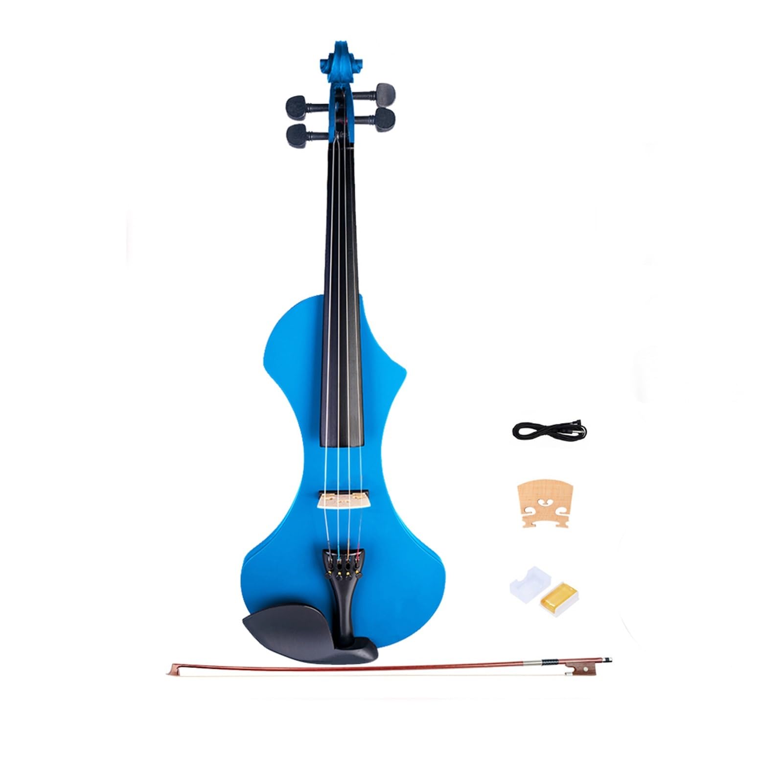 Violino 4/4 Violino Elettrico Full Size Violino A 4 Corde Violino Elettronico Pickup Piezoelettrico Cavo da 3,5 Mm Kit Violino Muto Blu
