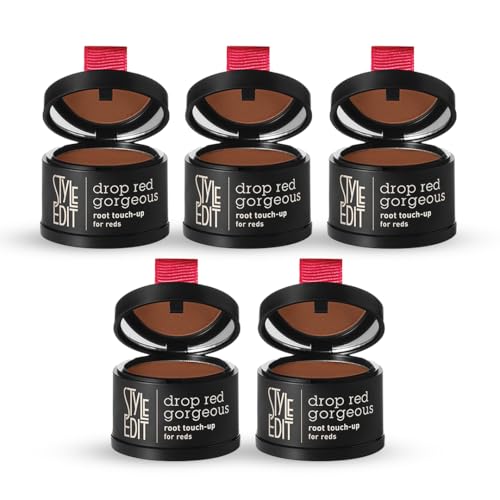 Image of Style Edit Root Touch Up Powder | Temporary Hair Color for Gray Roots and Thinning Hair | Salon-Quality, Transfer-Resistant Hair Concealer | Medium Red, 0.13 oz (Pack of 5)