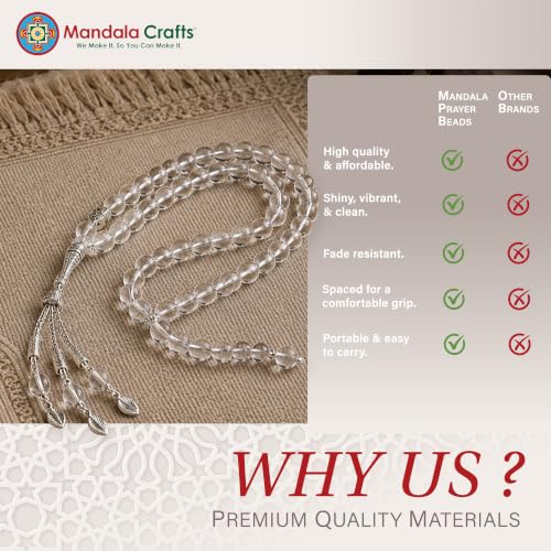 Image of Mandala Crafts Tasbih Muslim Prayer Beads 99 for Men & Women - Islamic Rosary Misbaha Tasbeeh Sibha - Zikr Dhikr Subha Beads for Ramadan Eid Gift