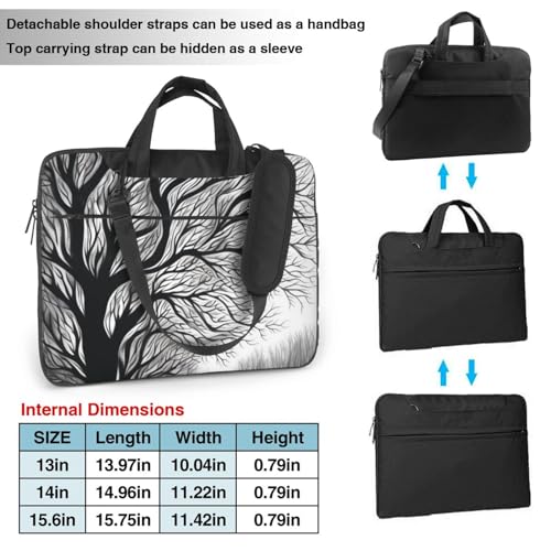 Bolso para portátil KHiry con diseño árbol, negro miniatura 2