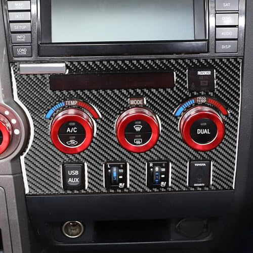 Car Interior Accessories Air Conditioner Adjustment Switch Panel Carbon Fiber Trim Sticker Compatible with Toyota Tundra 2007 2008 2009 2010 2011 2012 2013
