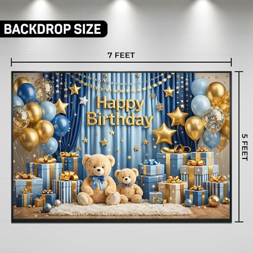 Image of Happy Birthday Theme Backdrop Banner 5x7 ft - Digital Print Cloth Background, Reusable Birthday Party Wall Decoration for Girls, Photo Booth & Stage Decor (BD 34)