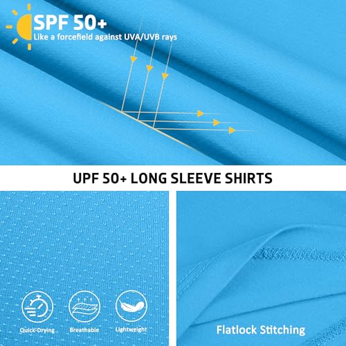 BIG ELEPHANT 3 Pack Boys Long Sleeve Rashguard – UPF 50+,Quick-Dry Athletic Shirts for Youth, Breathable Crew Neck4