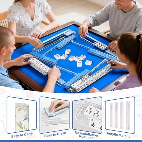 Juego de 4 racks para fichas de Mahjong con empujadores miniatura 6