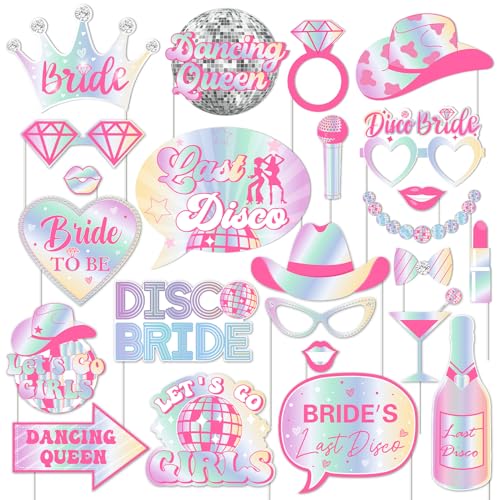 Balterever 24 peças de acessórios para fotos de despedida de solteira de última discoteca, decoração de despedida de solteira, acessórios de cabine de fotos para discoteca, despedida de solteira,