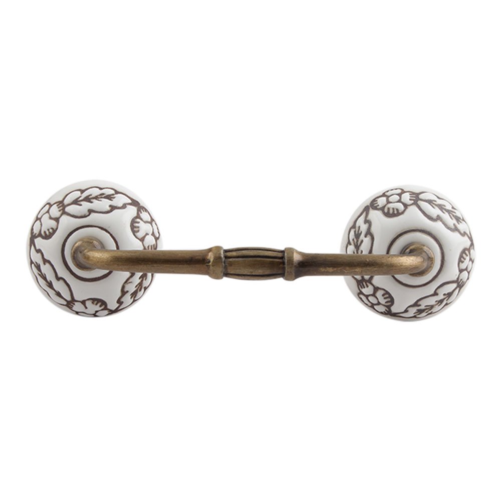 Indian-Shelf 1 Pack Ceramic White Cabinet Pulls Floral Vintage Kitchen Drawer Handles Door Dresser Handles Antique Hardware 4" Hole to Hole -BH-75-CK-1356 (B083XZMKH1) Amazon Price History, Amazon Price Tracker