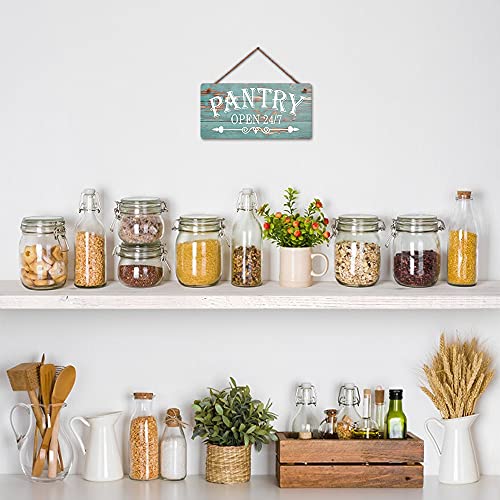 Putuo Decor Blue Pantry Sign, Farmhouse Kitchen Wall Sign for Home, Restaurant, laundry, Coffee Shop, 10x5 Inches Hanging Plaque Sign - Pantry Open 24/7 - Image 6