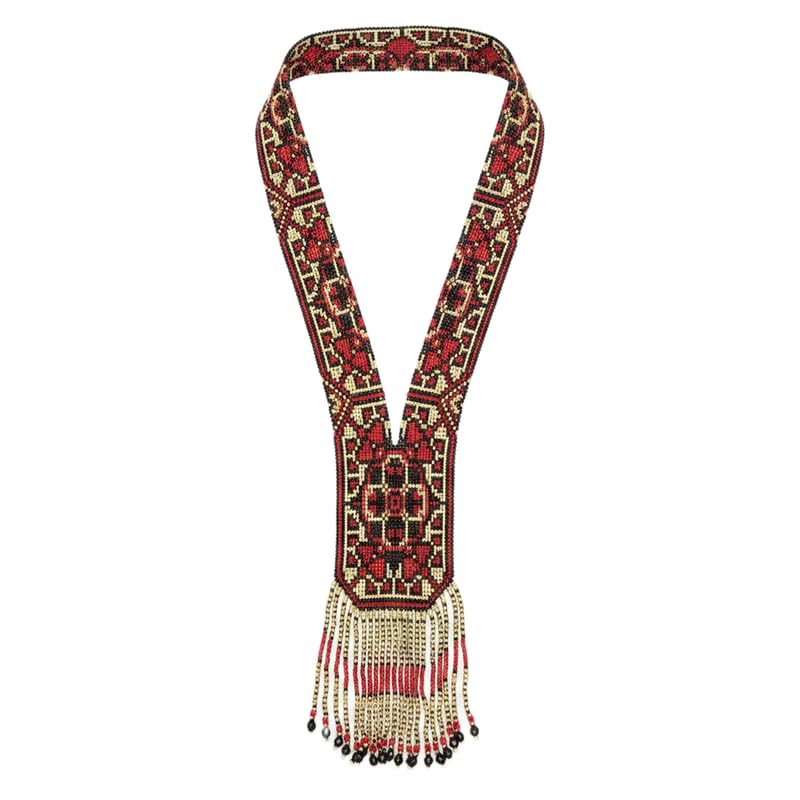 Collier gerdan ukrainien en perles bijou traditionnel fait main multicolore LK_UKRN_0372