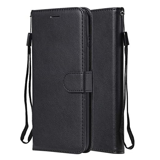 Laybomo fodral för Huawei P8 lite/ALE-L21 fodral PU-läder plånbok mjuk TPU Folio smal flip fodral stativ magnet ID-kort fack skyddande hölster fodral för Huawei P8 lite/ALE-L21, affärsserie, stående fodral, Svart