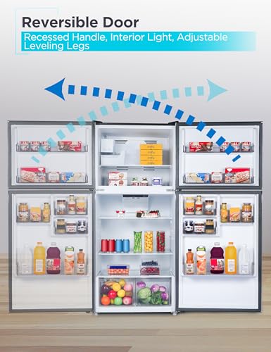 Image of BLACK+DECKER 20.1 Cu. Ft. Top Mount Refrigerator with Ice Maker, 2-Door Refrigerator with Top Freezer, Freezer with Icemaker and Adjustable Temperature Control, BR2010JIMS, Stainless Look