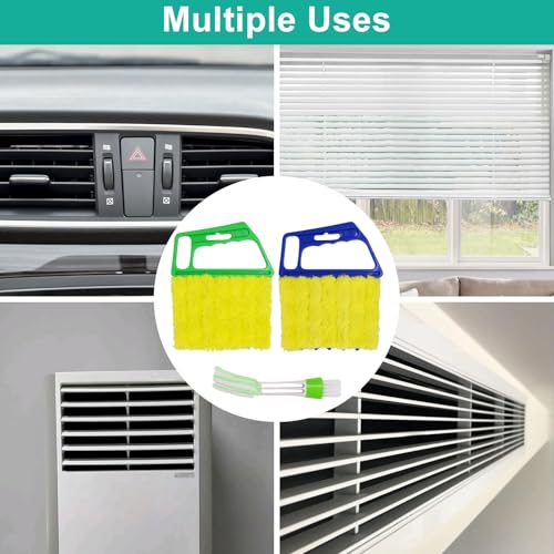 Image of 4pcs Blind Cleaner Duster Tool, Blind Duster for Vinyl Blinds Window Venetian 7 Finger Dusting Cleaner Brush for Window, Air Conditione Dust Dirt (Blue & Green)