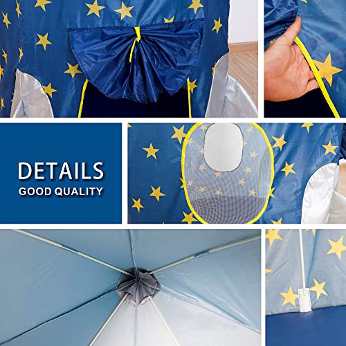 Rocket Ship Play Tent For Boys, Kids Space Ship Tents Play House, Rocket Spaceship Indoor Playhouse Tent, Foldable Pop Up Toys Tents For Indoor Outdoor Kids Toddlers Boys, With Glow Stars Lights #TOP3