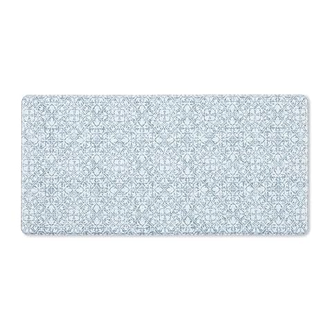 TOWN & COUNTRY BASICS Comfort Plus Vintage Medallion Tile Anti Fatigue Comfort Mat, Kitchen Mat, Standing Desk Mat, Non-Slip Backing, Blue, 18"x39" Cover