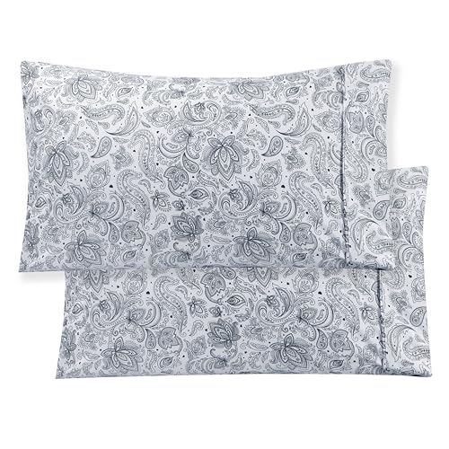 Elegant Comfort Luxury Soft Bed Sheets Paisley Pattern - 1500 Premium Hotel Quality Microfiber Softness Wrinkle and Fade Resistant (6-Piece) Bedding Set, California King, Paisley Navy Blue