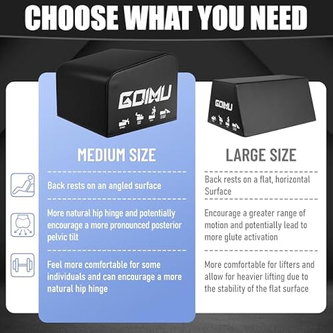 HT01-B Hip Thrust Bench, Hip Thrust Machine for Core&Ab Strength Training, Hip Thrust Booty Workout Box with Non-Slip, Glute Bridge Machine for Home and Gym, Large/Medium Size