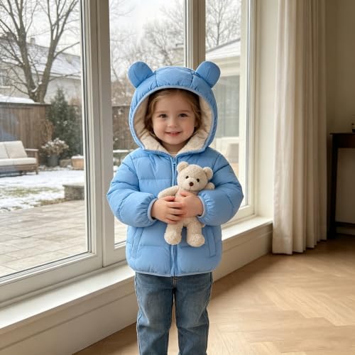 Image of BFUSTYLE Baby Toddler Coats Boys Girls Bear Ear Hooded Puffer Jackets 6M-5T