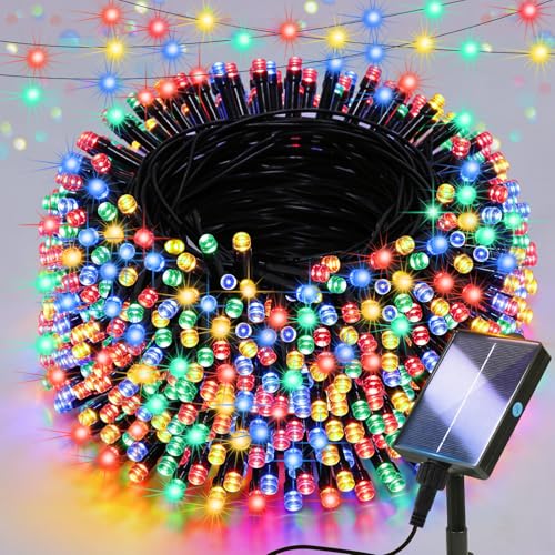 Lighprenix Solar Lights Outdoor Garden - 20m 200LEDs Solar Powered Waterproof Multicolor Fairy Lights with 8 Modes Upgrated Large-Capacity Outside Decorative String Lights for Tree/Fence/Gazebo/Mesh