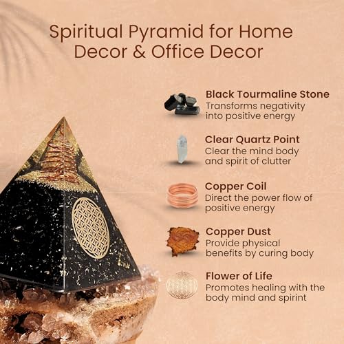 Image of Orgone Black Tourmaline Pyramid - Healing Crystal for Protection, Motivation, EMF Shielding & Meditation - Orgonite Pyramid for Chakra Balancing, Reiki, Spiritual Energy & Positive Vibrations