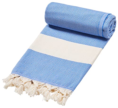 Sowel® Hamam Fouta Towel - Toalla de playa (100% algodón, 200 x 100 cm), color azul marino Cover