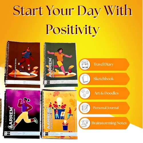 Image of Premium Spiral Notebook Plain A4 Size, Unruled 70 GSM Paper, 200 Pages, Multipack with college and school Office Stationery Student Supplies Creative Pack of (Pack of 4)