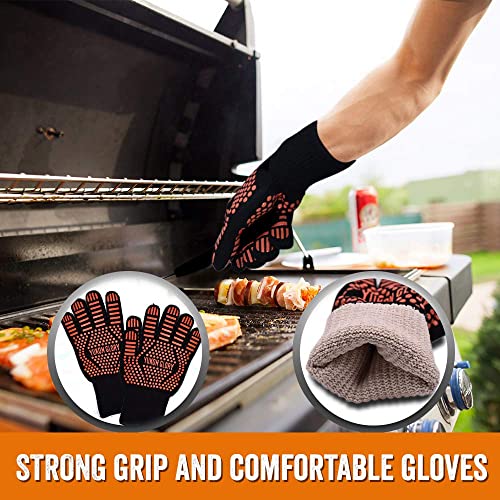 Yukon Glory Heavy Duty 5 Piece Grilling Tools Set, Durable Stainless Steel Bbq Accessories, Long Handle 3 In 1 Spatula, Tongs, Brush, Grill Fork, Thick Grilling Gloves, Gift Set #TOP5