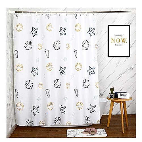 SEVEN HITECH Cortina de Ducha con 12 Ganchos, diseño de océano Mundo