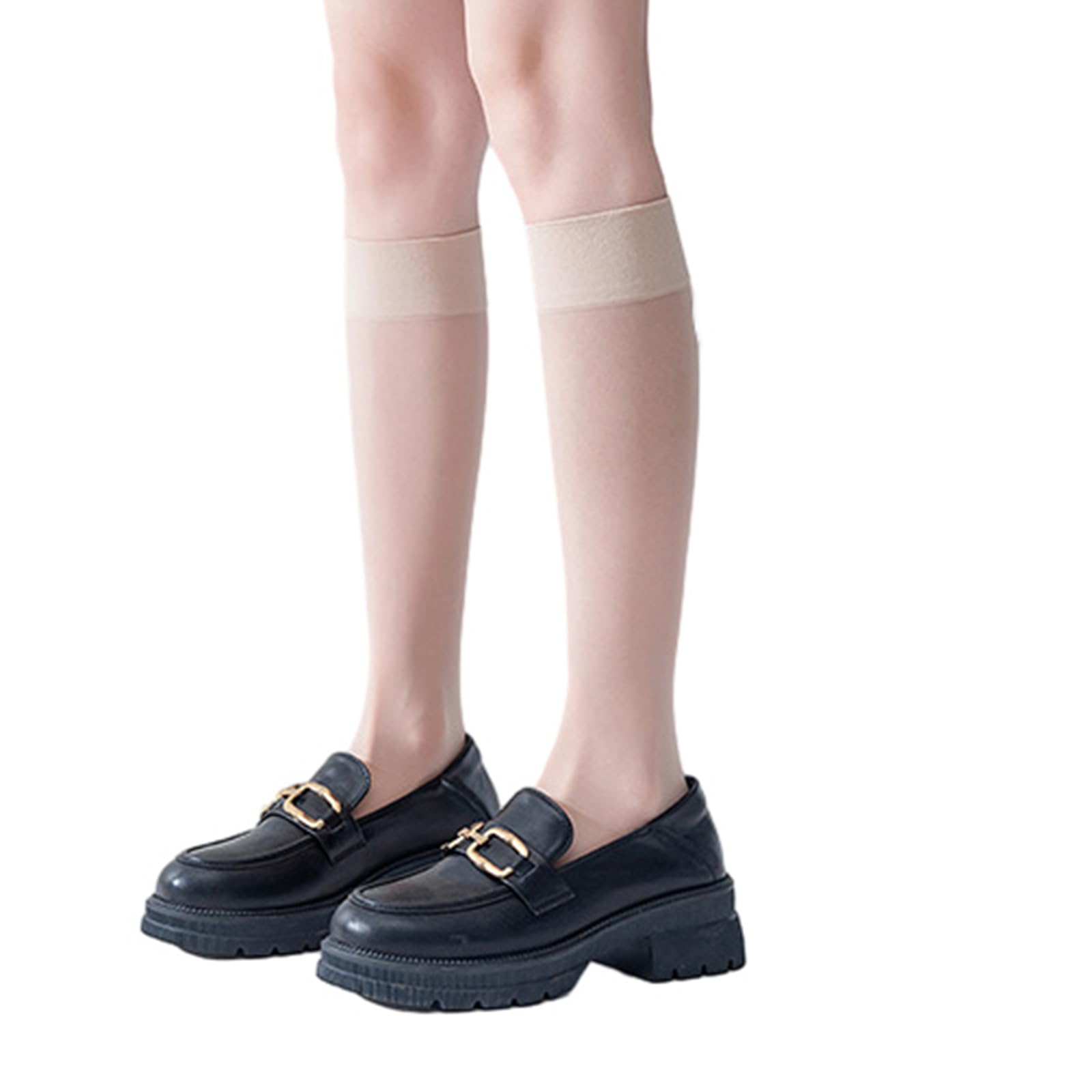Women's Graduated Compression Knee High Socks Summer Transparent Silky Calf Socks Lolitas Sheer Nylon Stockings Gifts