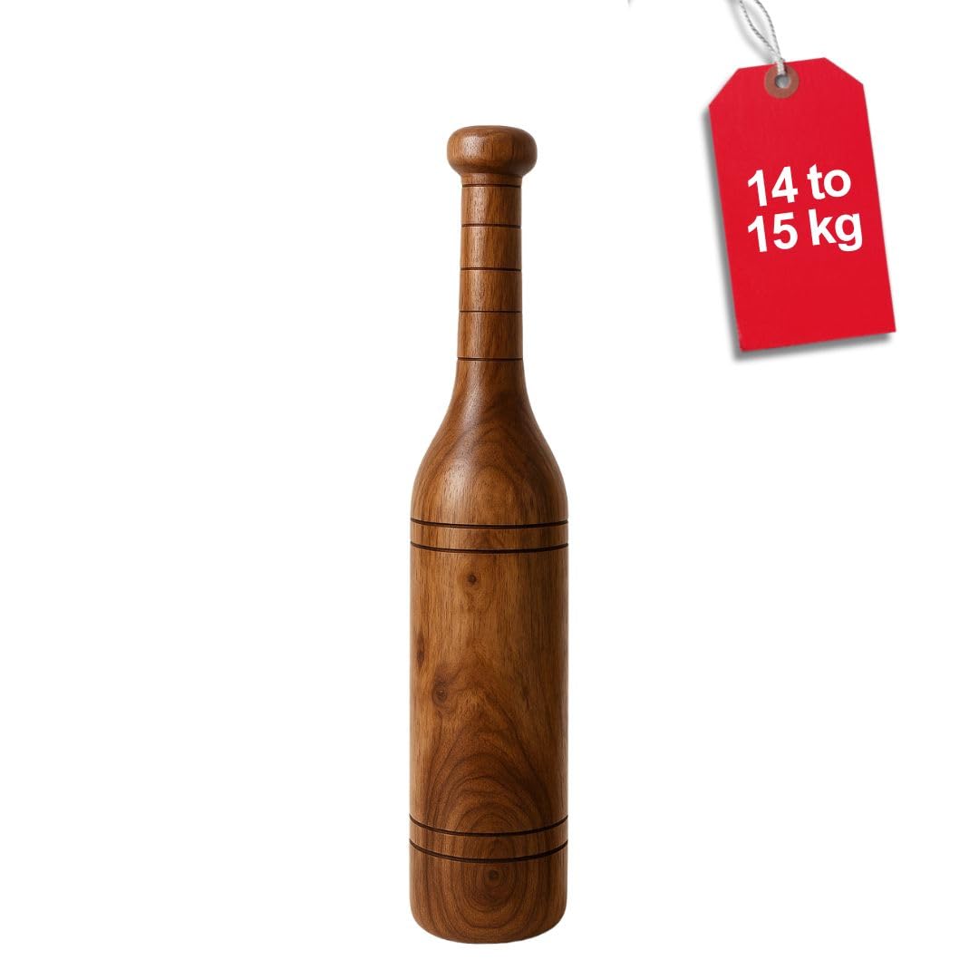 KD Willmax KNK MUGDAR Barre de fitness Indien Club Mudgar Bheem Mace Épaule Équipement Meel Karla Katai Mugdal Fitness Équipement en bois durable (14 kg)