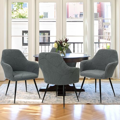 Betylifoy Stuhlhussen 2er Set Stuhlhussen mit Armlehne Stretch Stuhlbezug Abnehmbare Waschbar Stuhl Bezug Stuhlbezüge für Esszimmer Restaurant Bürostuhl (2, Dunkelgrau, Universal)