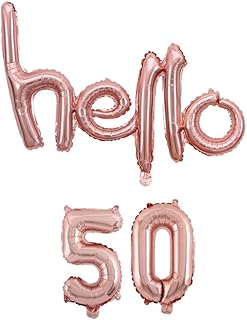 DIWULI, hello 50 palloncino, oro rosa, palloncini numero numeri anni Pallone in foil, palloncino lettera, gonfiabile grande ragazzo ragazza bambino bambina, 50° Compleanno Matrimonio Festa Decorazione