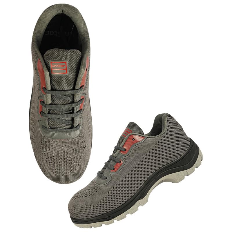 Image of Unistar Men's Leather Safety Shoes with Steel Toe Slip Resistant Industrial Work Boots Water Resistant Construction Footwear for Daily Use