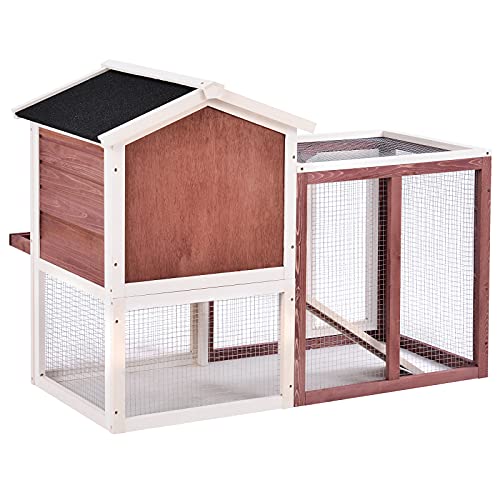 Chicken Coop, 48.4" Outdoor Wooden Chicken Coop, Rabbit Hutches, With Ventilation Door, Pull Out Tray And Ramp, For Rabbits, Chickens, Cats, Small Animals #TOP6