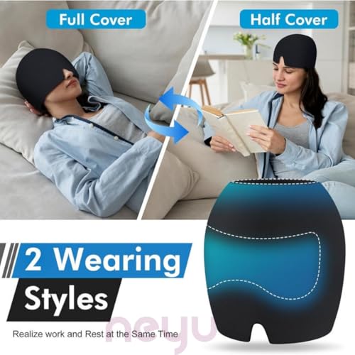 Image of NEYU Migraine Relief Cap for Headache - Reusable Ice Pack Head Wrap Mask for Migraines, Sinus Pressure & Stress Relief - Hot & Cold Therapy Gel Cap for Men & Women (2 Piece) Multicolor