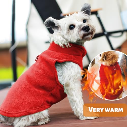 2 Stück Hundepullover Kleine Hunde, yisight Hundemantel, Hundebekleidung & Zubehör, Hundemantel für Kleine Hunde, (S-Code) Schwarz und Rot, Haustierbekleidung