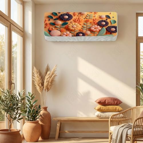 Image of Split AC Cover 1 ton, 1.5 ton to 2 Ton |Designer Digital Print Indoor AC Dust Cover | Stretchable Lycra Fabric | 38x12x9 Inch | Washable Polyester AC Indoor Unit Cover | Dust Dirt Resistant