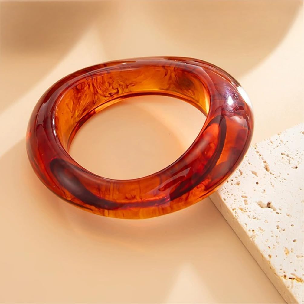 Large Chunky Bangle Bracelets for Women Trendy Vintage Big Irregular Geometric Brown Acrylic Resin Bangles Bracelet Unique Party Jewelry Gift Accessories - Image 5