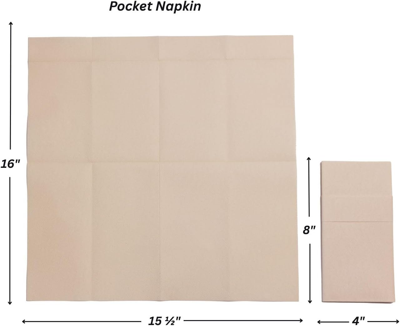 AMERICAN HOMESTEAD Pocket Dinner Napkins – 50 Pack, 15.75" x 15.75" Linen-Feel Airlaid Paper – Pre-Folded with Silverware Pocket – Disposable Rustic Wedding Napkins (Natural)