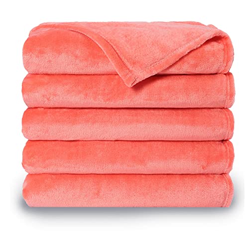 Image of NANPIPER Fleece Blankets, Super Soft Flannel King Size Blanket for Bed, Luxury Cozy Microfiber Plush Fuzzy Blanket,Living Coral
