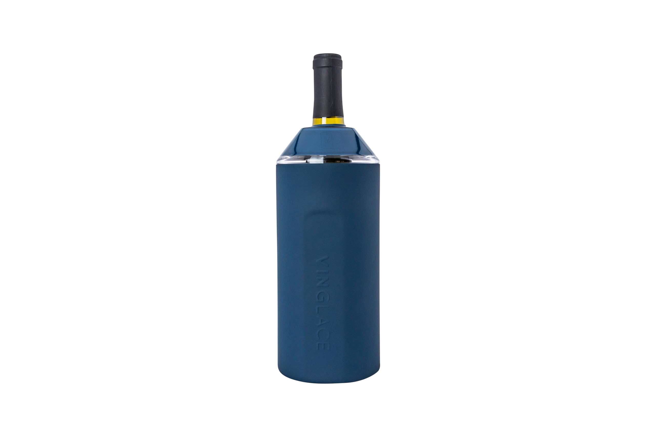 Vinglacé Wine Bottle Chiller- Portable Champagne Insulator- Stainless Steel Wine Cooler Sleeve - Keeps Wine Cold (Navy)