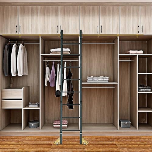 Kit de herrajes para escalera corrediza dorada de tubo redondo de 90 a 73 cm