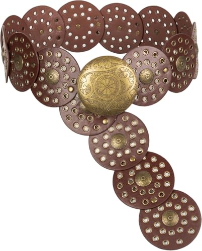 INOGIH Womens-Wide-Disc-Boho-Concho-Western-Belt - Western-Leather-Cowgirl-Country-Belt for Dress Jeans