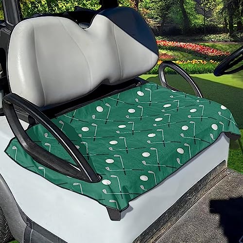 Suobstales Green Golf Pattern Golf Cart Seat Covers, Golf Cart Seat Towel/Blanket, Easy Install and Clean, Protect Your Golf Car Seat and Suitable for All Seasons