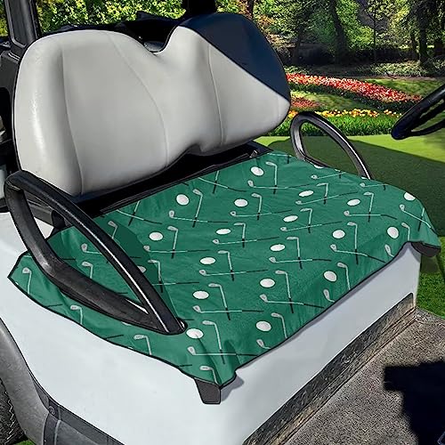 Suobstales Green Golf Pattern Golf Cart Seat Covers, Golf Cart Seat...