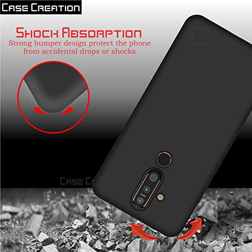 Image of Case Creation Compatible with Nokia X71 2019 Back case, Nokia X71 Slim Flexible Smart Look case with 360 Camera All Angle Protection (Pure Black)