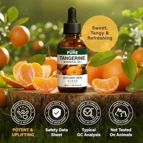 Image of 100% Pure Tangerine Oil - 1 Fl Oz Tangerine Essential Oil for Hair, Skin, Diffuser, Aromatherapy & DIY Soap Making Scent