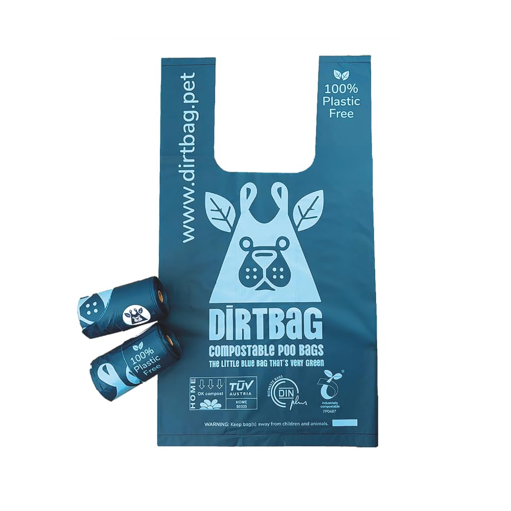 DIRTBAG Home Compostable Dog Poo Bags, 100% Plastic-Free, Plant-Based & Earth-Friendly (Loose Bags - 120 Bags)