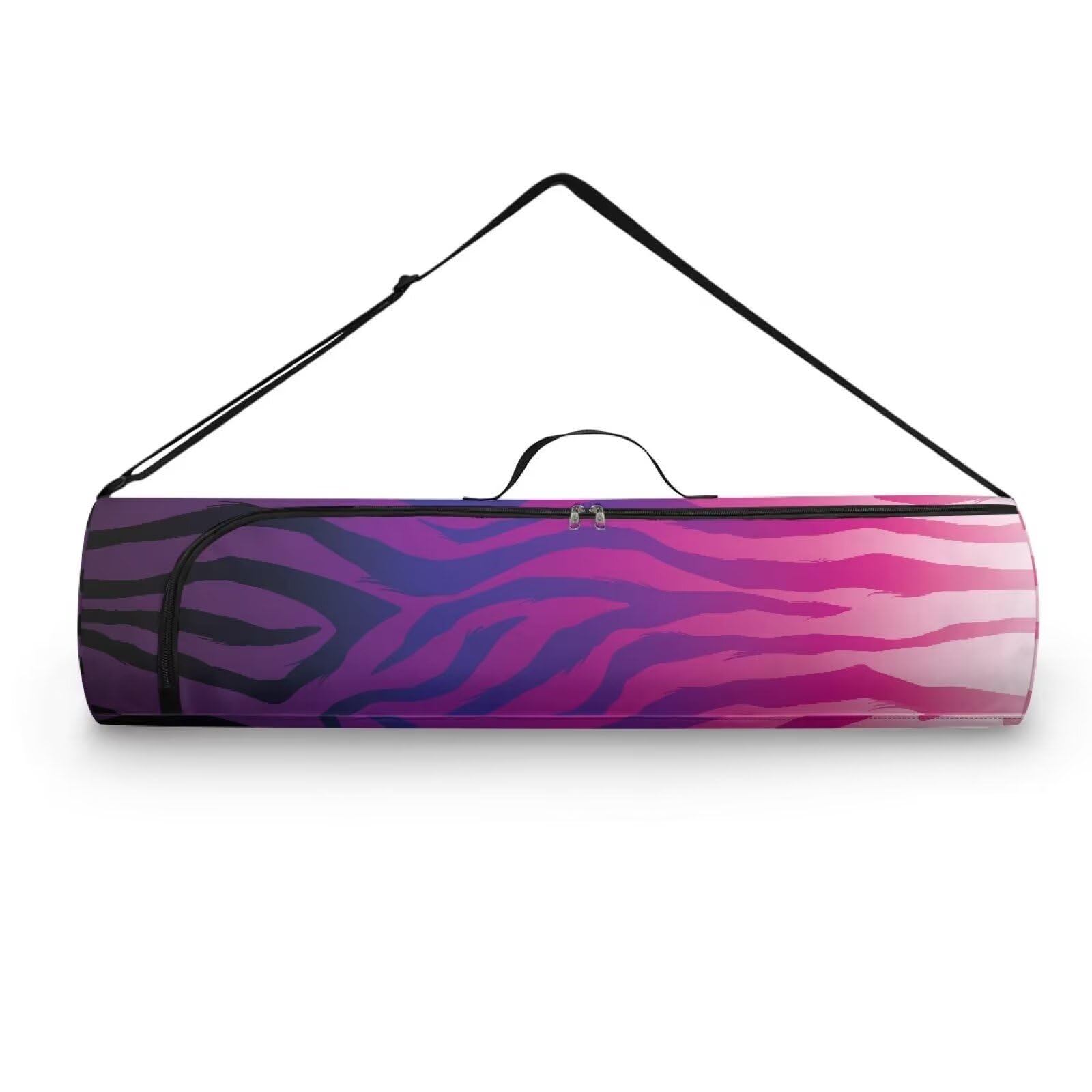 Pzuqiu Gradient Zebra Stripe Yoga Mat Bag for Women & Men Travel Yoga Gym Bag for Thick Exercise Yoga Mat Full-Zip Yoga Mat Carrier Bag for Class Workout Park with Adjustable Strap