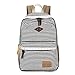 Produktbild DoubleMay Jugendliche Mädchen Schulrucksack Fashion Damen Canvas Rucksack Teenager Baumwollstoff Streifen Schultasche Daypacks für Universität Outdoor Reise Freizeit QXT-8759 (Schwarz)