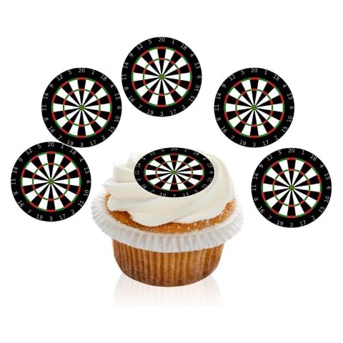 12 Large Pre Cut Dart Board Edible Premium Disc Wafer Cupcake Decorations Toppers - by Kreative Cakes Cover